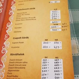 Leveles Csárda Debrecen - Étlap/itallap