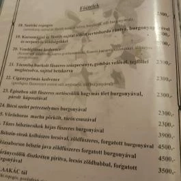 Lilaakác Kisvendéglő, Abádszalók - Étlap/itallap
