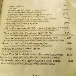 Mátyás Pince Debrecen - Étlap/itallap