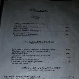 Mátyás Pince Debrecen - Étlap/itallap