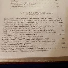 Mátyás Pince Debrecen - Étlap/itallap