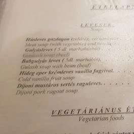 Mátyás Pince Debrecen - Étlap/itallap