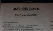 Mátyás Pince Debrecen - Étlap/itallap