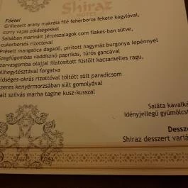 Shiraz Étterem & Dubai Kert Egerszalók - Étlap/itallap