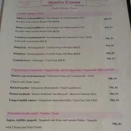 Minerva Étterem & Kávézó, Debrecen - Étlap/itallap