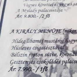 Négy Muskétás Étterem-Söröző Budapest - Étlap/itallap