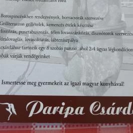 Paripa Csárda Debrecen - Étlap/itallap
