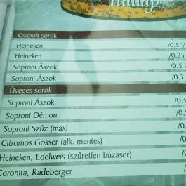 Paripa Csárda Debrecen - Étlap/itallap