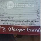 Paripa Csárda Debrecen - Étlap/itallap