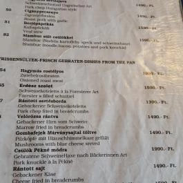 Patkós Csárda, Tiszafüred - Étlap/itallap