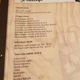 Piroska Étterem Egerszalók - Étlap/itallap