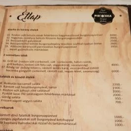 Piroska Étterem Egerszalók - Étlap/itallap