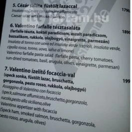 Pizza Valentino La Caffé, Debrecen - Étlap/itallap