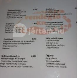 Szeged Étterem, Budapest - Étlap/itallap