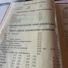 Szent Orbán Kisvendéglő, Velence - Étlap/itallap