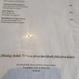 Halászcsárda Étterem, Szolnok - Étlap/itallap