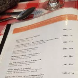 Tiszacsegei Halászcsárda, Tiszacsege - Étlap/itallap