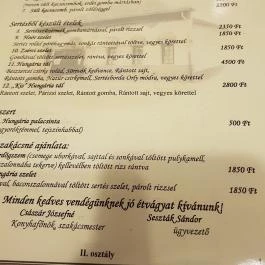 Turul Vendéglő Mezőkövesd - Étlap/itallap