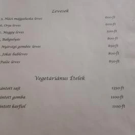 Vadász Csárda Nyíregyháza - Étlap/itallap