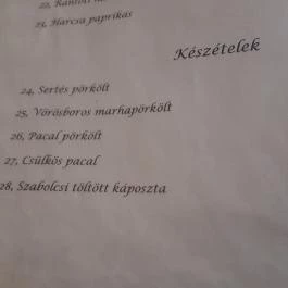 Vadász Csárda Nyíregyháza - Étlap/itallap
