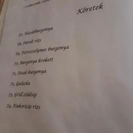 Vadász Csárda Nyíregyháza - Étlap/itallap