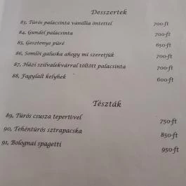 Vadász Csárda Nyíregyháza - Étlap/itallap