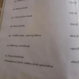 Vadász Csárda Nyíregyháza - Étlap/itallap