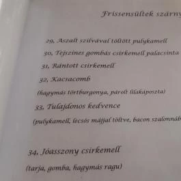 Vadász Csárda Nyíregyháza - Étlap/itallap