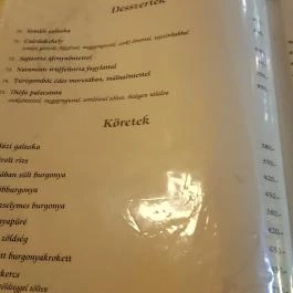 Véndiófa Csárda, Bocskaikert - Étlap/itallap