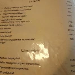Véndiófa Csárda, Bocskaikert - Étlap/itallap