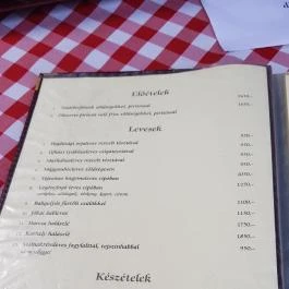 Véndiófa Csárda, Bocskaikert - Étlap/itallap
