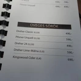 Régi Vigadó Debrecen - Étlap/itallap