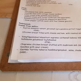 Régi Vigadó Debrecen - Étlap/itallap