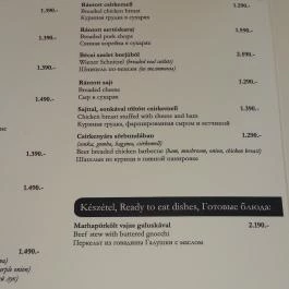 Régi Vigadó Debrecen - Étlap/itallap