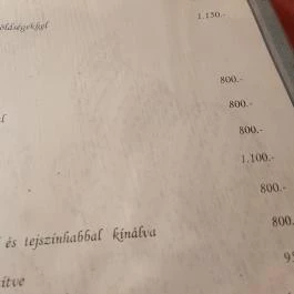 Viktória Étterem, Debrecen - Étlap/itallap