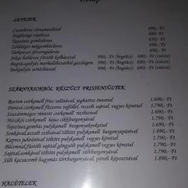 Zöldfa Vendéglő, Debrecen - Étlap/itallap