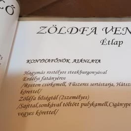 Zöldfa Vendéglő, Debrecen - Étlap/itallap