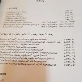 Zöldfa Vendéglő, Debrecen - Étlap/itallap