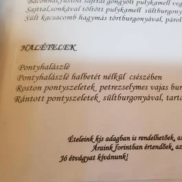 Zöldfa Vendéglő, Debrecen - Étlap/itallap