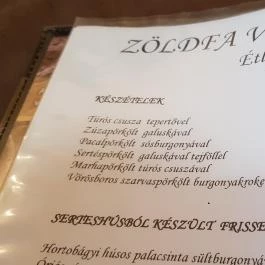 Zöldfa Vendéglő, Debrecen - Étlap/itallap