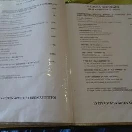 Válicka Vendéglő Bak - Étlap/itallap