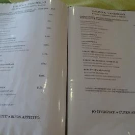 Válicka Vendéglő Bak - Étlap/itallap