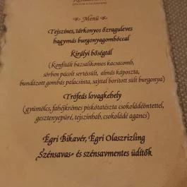Reneszánsz Étterem Visegrád - Étlap/itallap