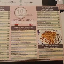 40-es Palacsintázó és Ételbár Debrecen - Étlap/itallap