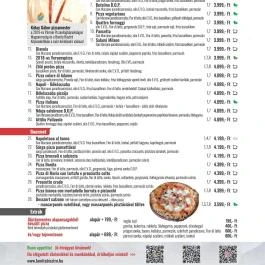 Bonita Bisztró, Debrecen - Étlap/itallap