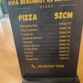 Avia benzinkút és burgerező Öcsöd - Étlap/itallap