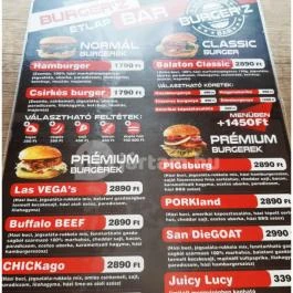 Burger'Z Bar, Balatonlelle - Étlap/itallap