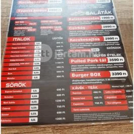 Burger'Z Bar, Balatonlelle - Étlap/itallap