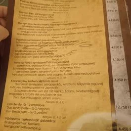Don Benito Étterem és Pizzéria Balatonlelle - Étlap/itallap