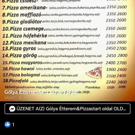 Gólya étterem Cserkeszőlő - Étlap/itallap